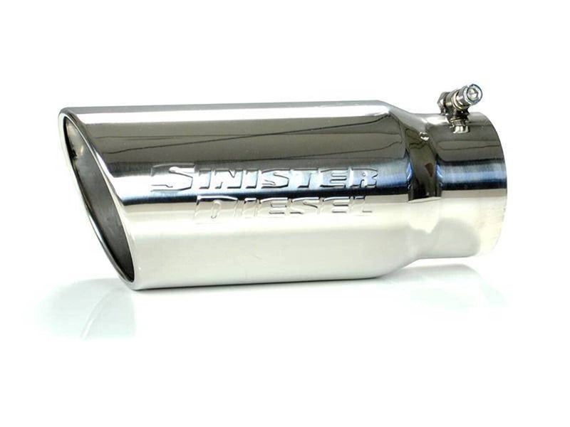 SINISTER DIESEL POLISHED 304 STAINLESS STEEL EXHAUST TIP (4" TO 5") - Image 1